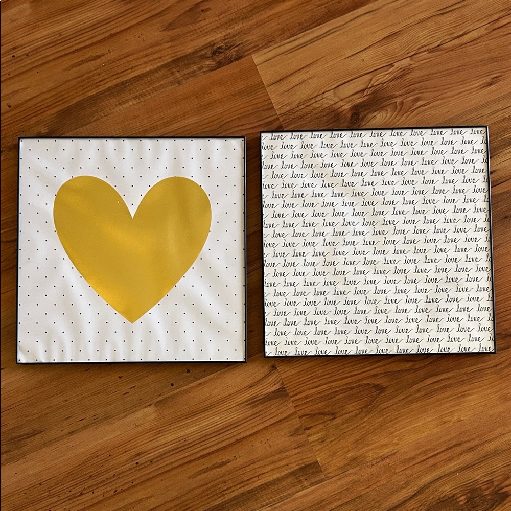 Hobby Lobby Gold Heart and Love Text Art Set